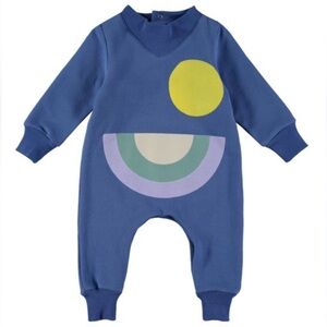 BABYCLIC VGUC Organic Cotton Big Sun Geometric Print Thick Sweatshirt Playsuit